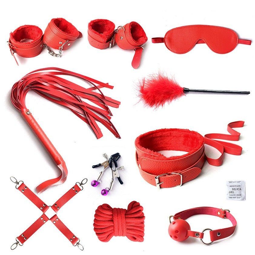 SM Bondage Restraint Set Sex Handcuffs Whip Anal Beads Butt Plug Anal Plug Bullet Vibrator Sex Toys for Woman Adult S&M Fetish