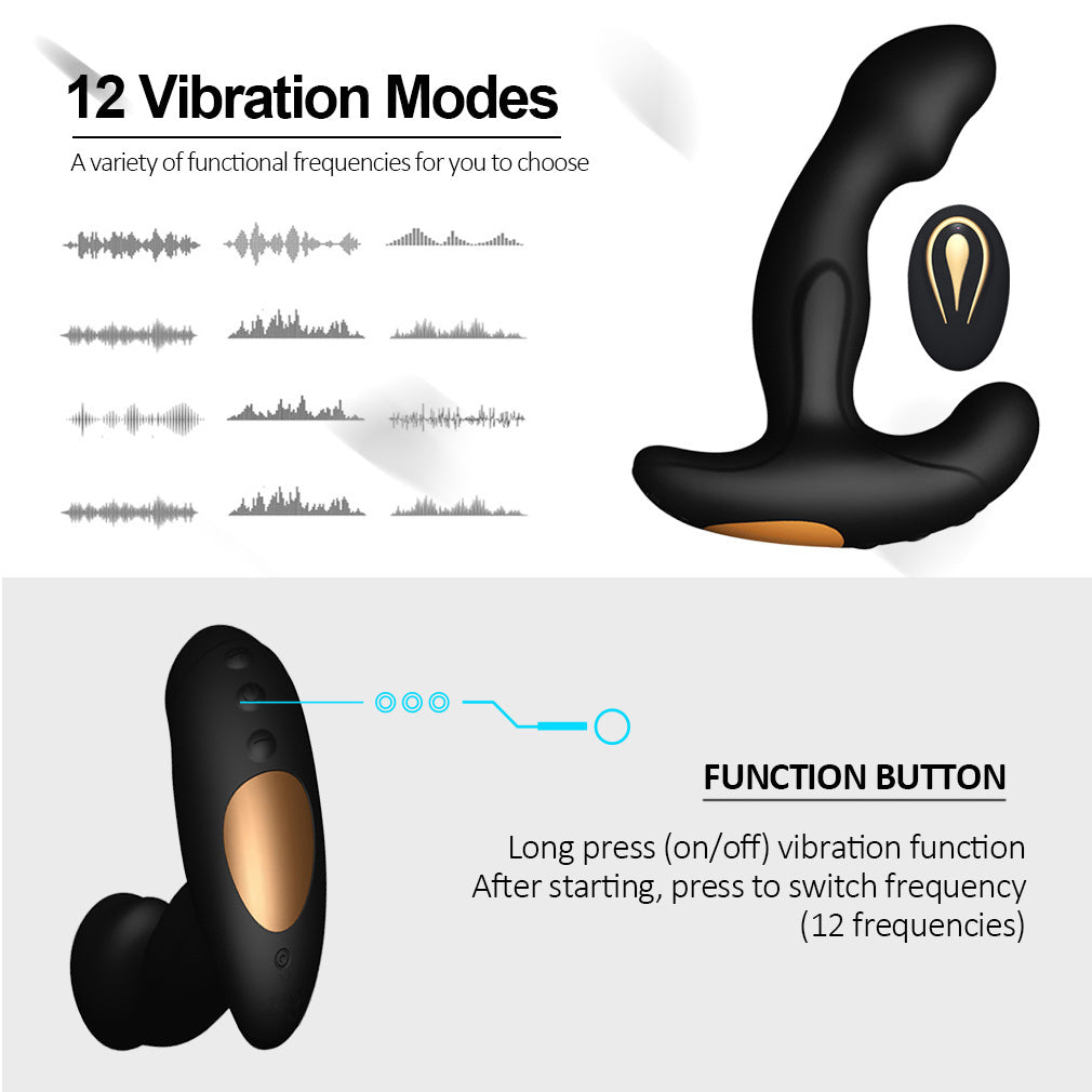 Flapping Anal Vibrator with Remote Control;  Prostate Massager Adult Sex Toys for Men Anal Vibrator Prostate Massager;  Remote Control Sex Toy with 12 Vibrating Modes;  Butt Plug for Men Couples