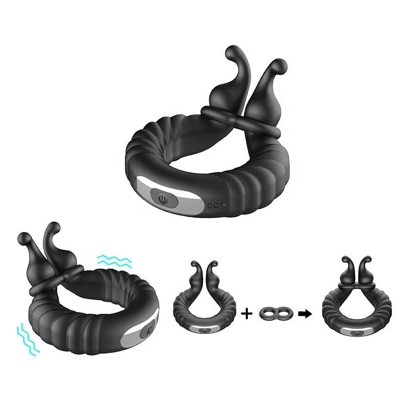 Penis Ring Silicone Cock Ring Adjustable Vibrating Ring Mass