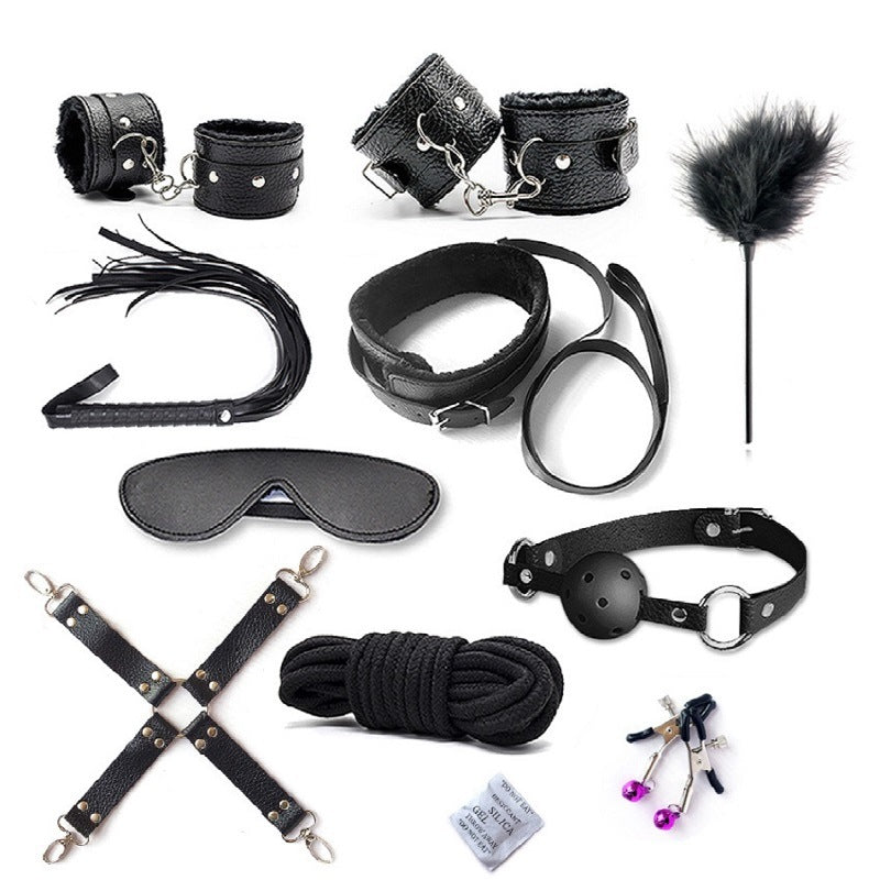 SM Bondage Restraint Set Sex Handcuffs Whip Anal Beads Butt Plug Anal Plug Bullet Vibrator Sex Toys for Woman Adult S&M Fetish