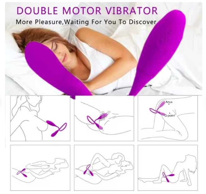 Dual Vibrator Double Head Jump Dildo Vibrator Plug clitoral massager; a cock-ring; a G-spot stimulator; for couples