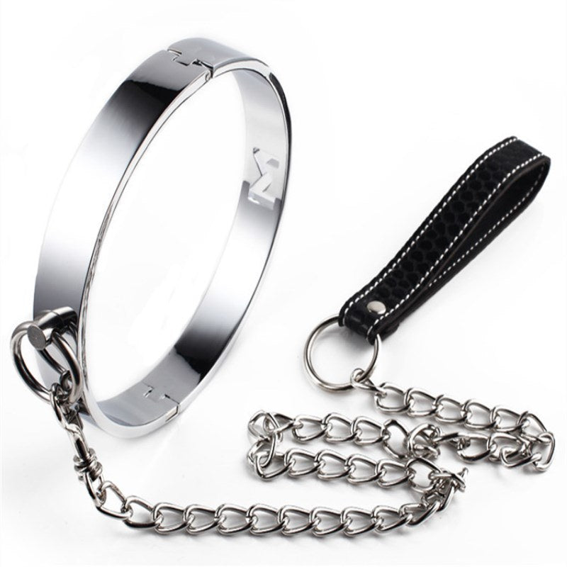 SM Metal Stainless Steel Neck Collar BDSM Sexy Leash Ring Chain Slave Bondage Toys Role Play Erotic Sex Toys For Women Men